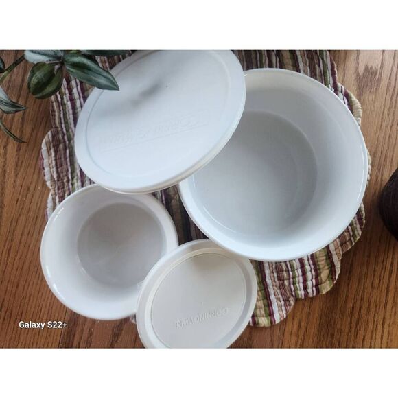 CorningWare French White Stoneware, set of casserole dishes with plastic kids - Picture 5 of 8